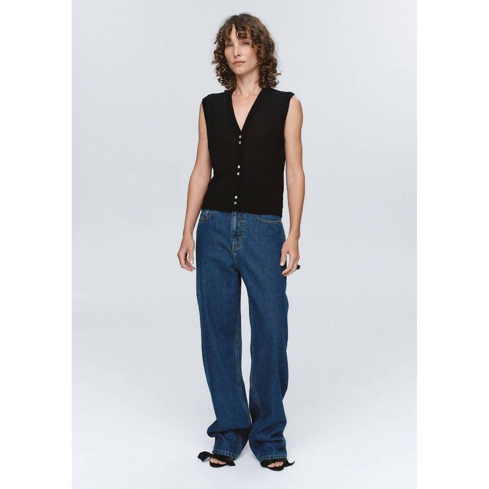 NEW MARLE foundations v neck vest in black